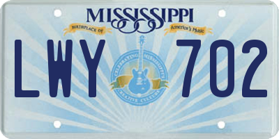 MS license plate LWY702