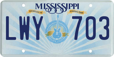MS license plate LWY703