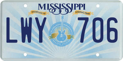 MS license plate LWY706
