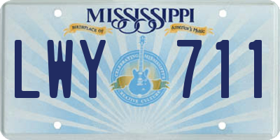 MS license plate LWY711