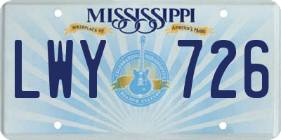 MS license plate LWY726