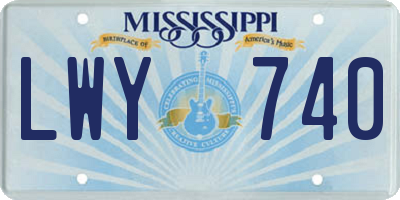 MS license plate LWY740