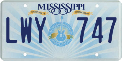 MS license plate LWY747