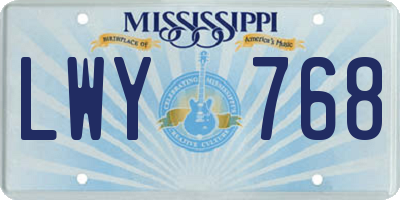 MS license plate LWY768