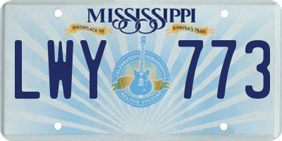 MS license plate LWY773