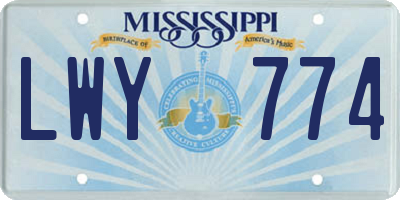 MS license plate LWY774