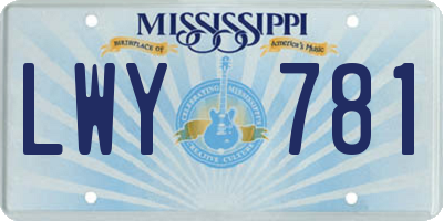 MS license plate LWY781