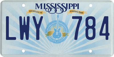 MS license plate LWY784