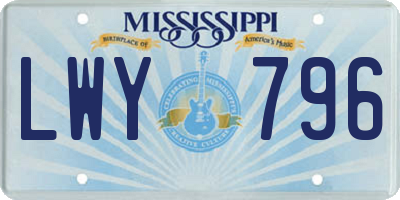 MS license plate LWY796