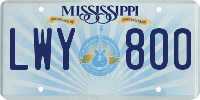 MS license plate LWY800