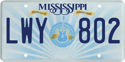 MS license plate LWY802