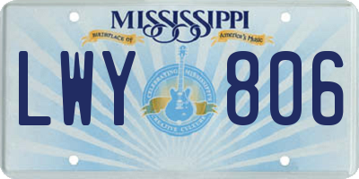 MS license plate LWY806