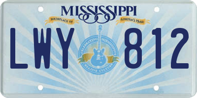 MS license plate LWY812