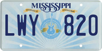 MS license plate LWY820