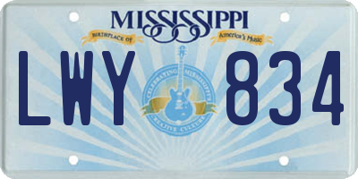 MS license plate LWY834