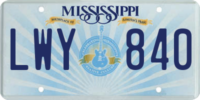 MS license plate LWY840
