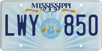 MS license plate LWY850