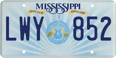 MS license plate LWY852
