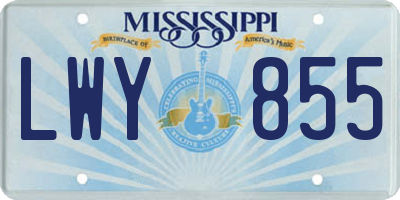 MS license plate LWY855