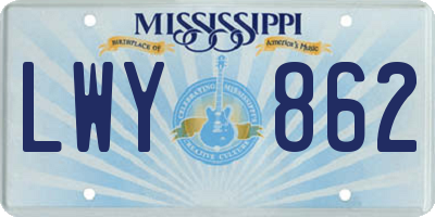 MS license plate LWY862