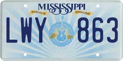 MS license plate LWY863
