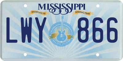 MS license plate LWY866