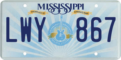 MS license plate LWY867