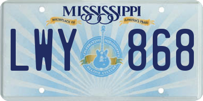 MS license plate LWY868