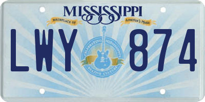 MS license plate LWY874