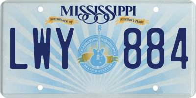 MS license plate LWY884