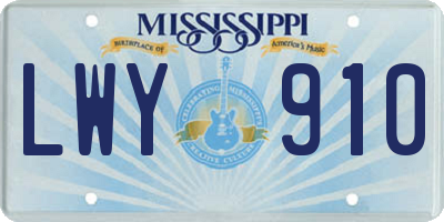 MS license plate LWY910