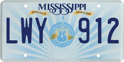 MS license plate LWY912