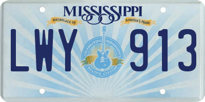 MS license plate LWY913