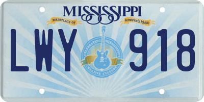 MS license plate LWY918