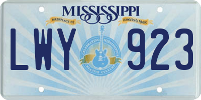MS license plate LWY923