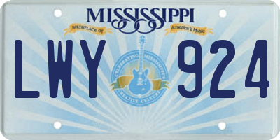 MS license plate LWY924