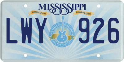 MS license plate LWY926