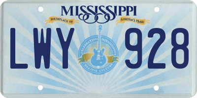 MS license plate LWY928