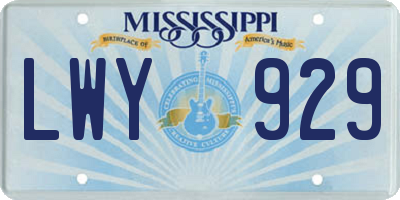 MS license plate LWY929