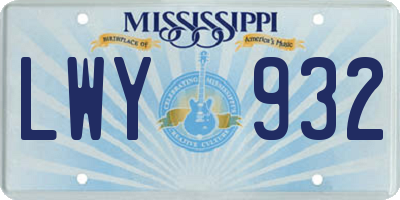 MS license plate LWY932