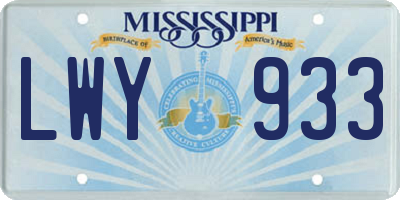 MS license plate LWY933