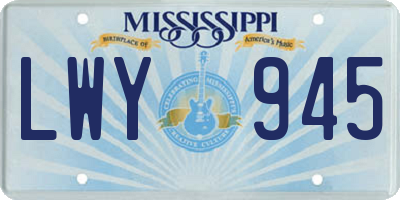 MS license plate LWY945
