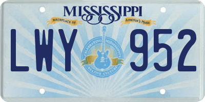 MS license plate LWY952