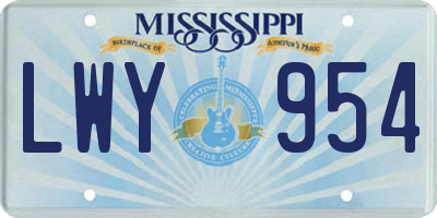 MS license plate LWY954