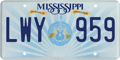 MS license plate LWY959