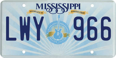 MS license plate LWY966