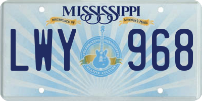 MS license plate LWY968