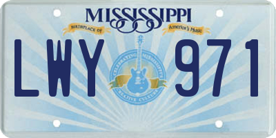 MS license plate LWY971
