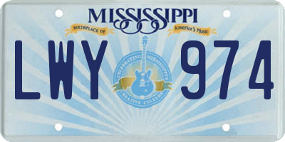 MS license plate LWY974