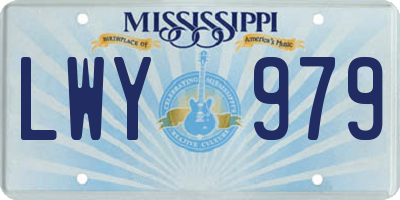 MS license plate LWY979